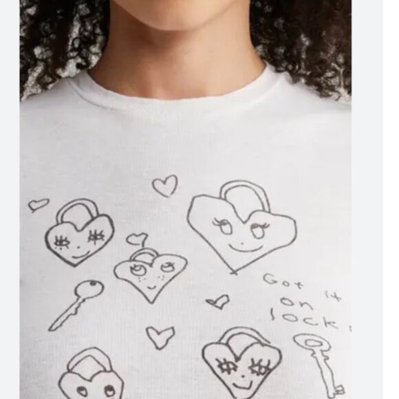 RE/DONE '90s Hearts Cotton Baby Tee Shirt S NWT $160 - Picture 2 of 4